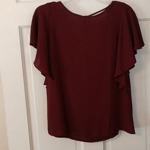 Burgundy short sleeve blouse